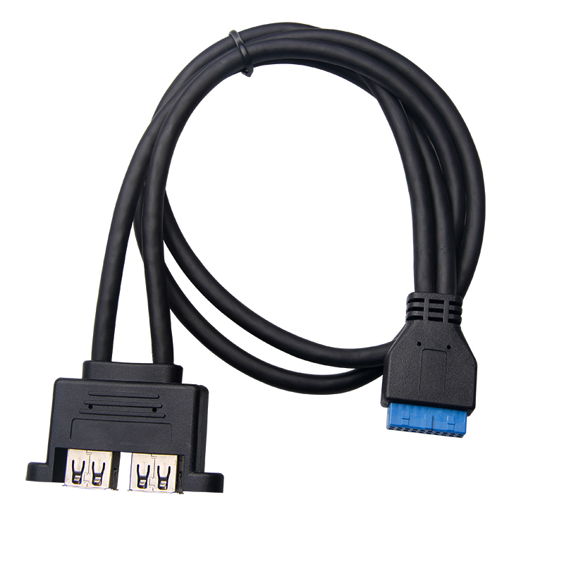 USB3.0 20PIN HSG对2个USB3.0AF档板线