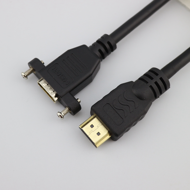 HDMI公对母有双耳有M3内螺母有螺丝EMI线
